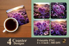 Purple Daisies Coaster Sublimation Designs Product Image 1