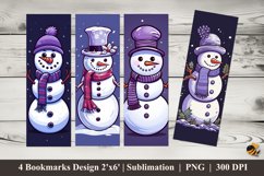 Violet Snowman Bookmarks Sublimation Design Product Image 1