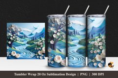 3d Blue River Tumbler Wrap Sublimation Design 1 Product Image 1