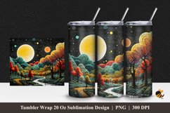 Nature Night Panorama Tumbler Wrap Sublimation Design 1 Product Image 1