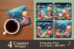 Colorful Shell In The Sea Coaster Sublimation Designs Product Image 1