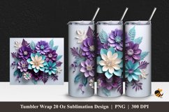 3d Artificial Flower Tumbler Wrap Sublimation Design 1 Product Image 1