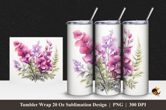 Red Bougainvillea Tumbler Wrap Sublimation Design 1 Product Image 1