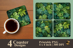 Rainforest Foliage Coaster Sublimation Design Product Image 1