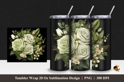 White Olive Bouquet Tumbler Wrap Sublimation Design 1 Product Image 1