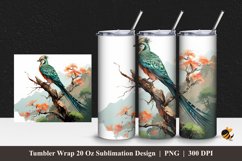Long Tiled Birds Tumbler Wrap Sublimation Design 1 Product Image 1