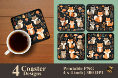 Cute Doodle Animal Coaster Sublimation Design Product Image 1
