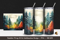 Colorful Pine Art Tumbler Wrap Sublimation Design 1 Product Image 1