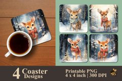 Cute Winter Deer Coaster Sublimation Designs Product Image 1