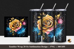 Yellow Rose Effect Tumbler Wrap Sublimation Design 1 Product Image 1