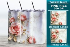 3D Rose Tumbler 20oz skinny wrap design, Tumbler design Product Image 1