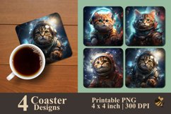 Astronaut Cat Coaster Sublimation Designs Product Image 1