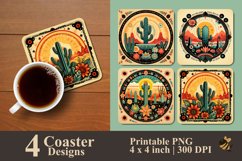 Boho Cactus Coaster Sublimation Designs Product Image 1