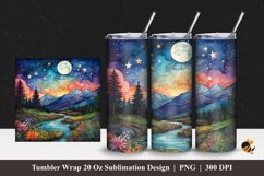 Mountain River Tumbler Wrap Sublimation Design 1 Product Image 1