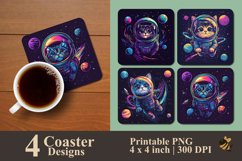 Astronaut Cat Coaster Sublimation Designs Product Image 1