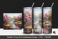 Rural River Tumbler Wrap Sublimation Design 1 Product Image 1