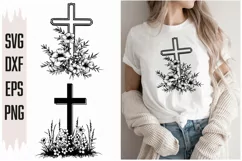 Cross Flowers Svg, Cross Svg, Flowers Svg, Silhouette Product Image 1