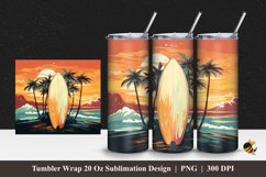 Surfing Board Tumbler Wrap Sublimation Design 1 Product Image 1