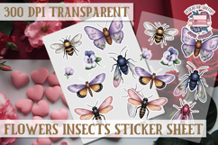 Flowers Insect sticker sheet Bugs Scrapbook PNG Butterfly Product Image 1