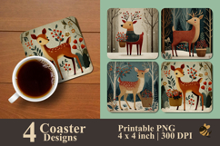 Cute Deer Coaster Sublimation Design Product Image 1