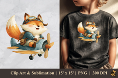 Cute Fox Pilot DTF Sublimation Clipart Design 1 Product Image 1