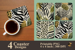 Seamless Animal Print Coaster Sublimation Design Product Image 1