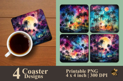 Painting Palm Tree Forest Coaster Sublimation Design Product Image 1