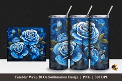 Blue Curiosa Rose Tumbler Wrap Sublimation Design 1 Product Image 1