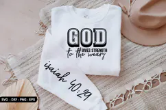 God Gives Strength To The - Christian Sleeve T-Shirt Design Product Image 2