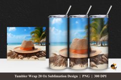 Realistic Beach Hat Tumbler Wrap Sublimation Design 1 Product Image 1
