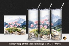 Lewisia Cotyledon Flower Tumbler Wrap Sublimation Design 1 Product Image 1