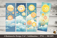 Smiling Sun Flower Bookmarks Sublimation Design Product Image 1