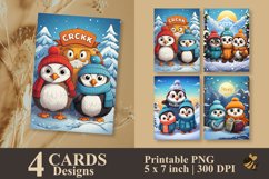 Winter Animal Fantasy Watercolor Card Designs PNG Product Image 1