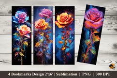 Glow Rose Bookmarks Sublimation Design Product Image 1