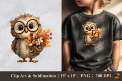 Owl Brings Flowers DTF Sublimation Clipart Design 1 Product Image 1