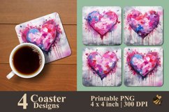 Pink Love Textured Coaster Sublimation Designs Product Image 1
