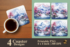 Japanese Panoramic Coaster Sublimation Design Product Image 1