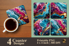 Gemstone Aurora Coaster Sublimation Design Product Image 1