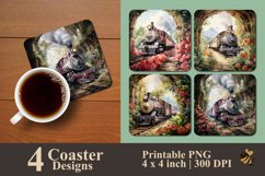 Train In A Floral Tunnel Coaster Sublimation Designs Product Image 1