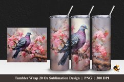 Flower Dove Tumbler Wrap Sublimation Design 1 Product Image 1
