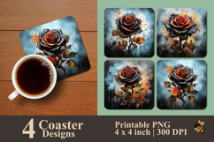 Enchanted Fog Rose Coaster Sublimation Design Product Image 1