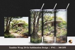 Forest House Tumbler Wrap Sublimation Design 1 Product Image 1