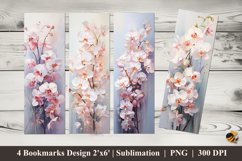 White Orchid Bookmarks Sublimation Design Product Image 1