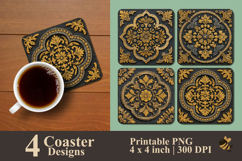 Regal Ornament Coaster Sublimation Design Product Image 1