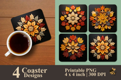 Falling Leaves Mandala Coaster Sublimation Design Product Image 1