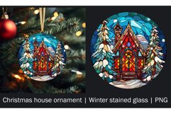 Christmas house ornament | Winter stained glass | PNG Product Image 1