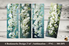 Green Branch Flowers Bookmarks Sublimation Design Product Image 1