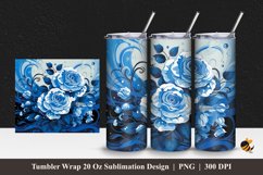 Blue Rose Art Tumbler Wrap Sublimation Design 1 Product Image 1