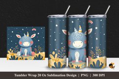 Cute Rhino Tumbler Wrap Sublimation Design 1 Product Image 1