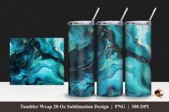 Black Teal Marble Tumbler Wrap Sublimation Design 1 Product Image 1
